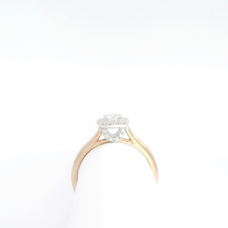 Amden Jewelry Jewellery - Engagement Ring - Natural 14K White and Rose Gold Diamond Halo Ring