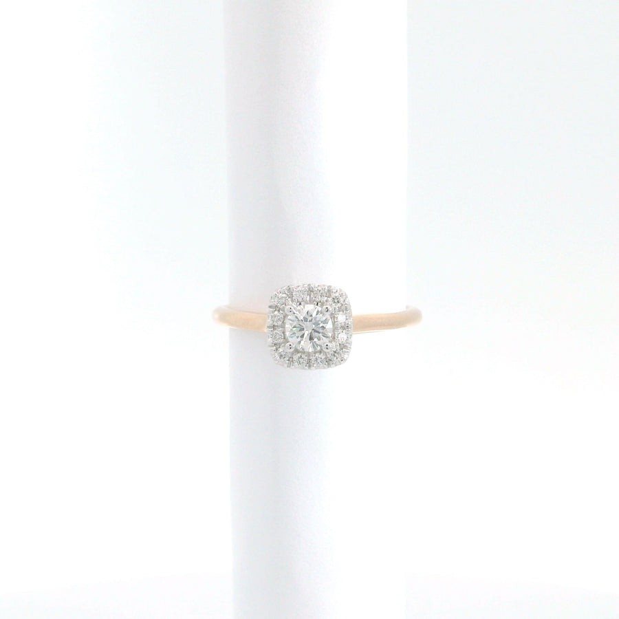 Amden Jewelry Jewellery - Engagement Ring - Natural 14K White and Rose Gold Diamond Halo Ring