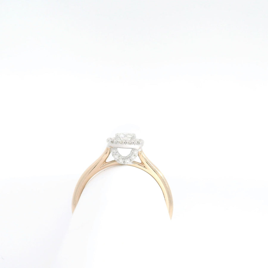 Amden Jewelry Jewellery - Engagement Ring - Natural 14K White and Rose Gold Diamond Halo Ring