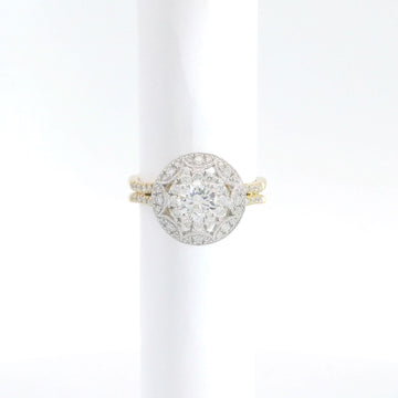 Amden Jewelry Jewellery - Engagement Ring - Natural 14K White and Yellow Gold Diamond Split Shank Ring