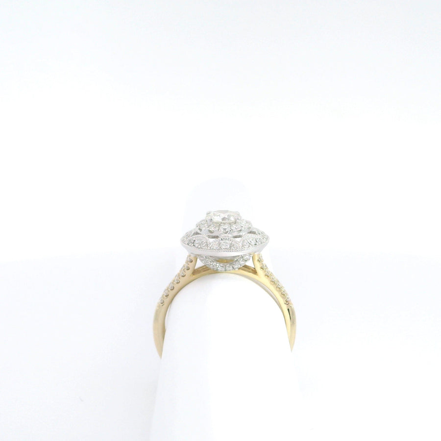 Amden Jewelry Jewellery - Engagement Ring - Natural 14K White and Yellow Gold Diamond Split Shank Ring