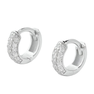 Backes & Strauss Jewellery - Earrings - Hoop 14K White Gold Diamond Pave Huggie Hoops