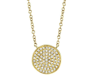 SC Jewellery - Necklace 14K Yellow Gold 0.15ctw Diamond Pave Disc Necklace