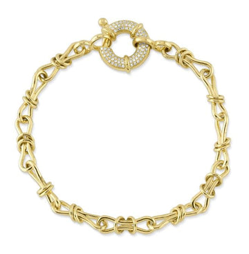 SC Jewellery - Bracelet 14K Yellow Gold 0.18ctw Diamond Pave Clasp Link Bracelet