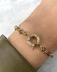 SC Jewellery - Bracelet 14K Yellow Gold 0.18ctw Diamond Pave Clasp Link Bracelet
