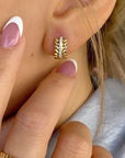 SC Jewellery - Earrings - Hoop 14K Yellow Gold 0.20ctw Diamond Laurel Wreath Huggies
