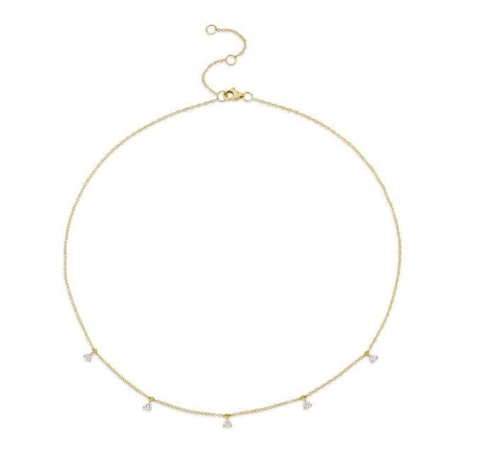 SC Jewellery - Necklace 14K Yellow Gold 0.30ctw 5 Dangle Diamond Necklace