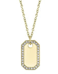 SC Jewellery - Necklace 14K Yellow Gold 0.40ctw Diamond Halo Dogtag Necklace