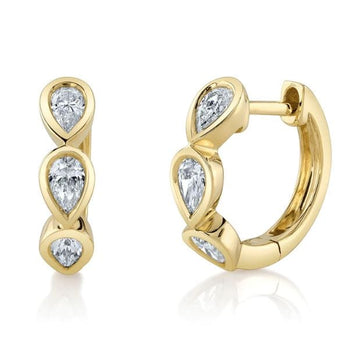 SC Jewellery - Earrings - Hoop 14K Yellow Gold 0.50ctw Diamond Pear Bezel Huggies