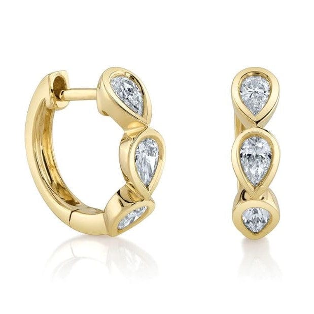SC Jewellery - Earrings - Hoop 14K Yellow Gold 0.50ctw Diamond Pear Bezel Huggies