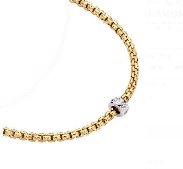 Fope Jewellery - Necklace 18K Yellow Gold Eka 3mm Necklace with Diamonds