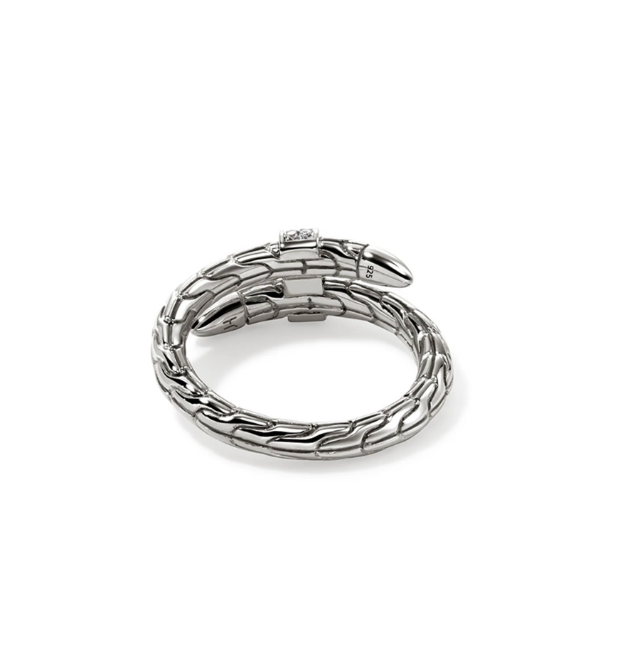 John Hardy Sterling Silver Spear Ring with Diamonds