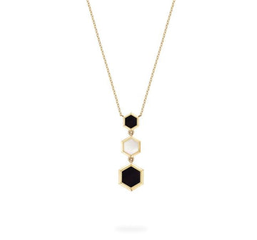 Birks Jewellery - Necklace Birks 18K Yellow Gold Bee Chic Onyx and Mother of Pearl Triple Drop Necklace