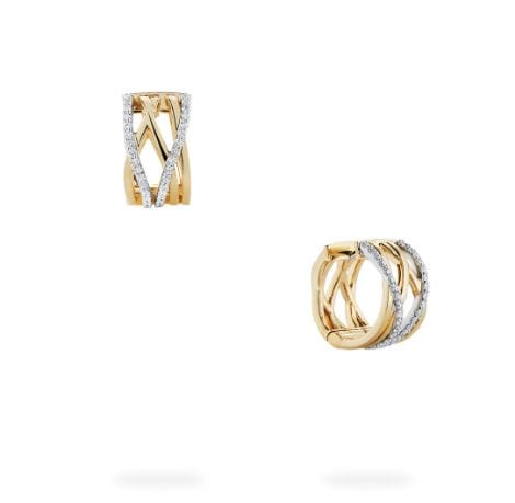 Birks Jewellery - Earrings - Hoop Birks 18K Yellow Gold Crossover 0.35ctw Diamond Huggie Hoop Earrings