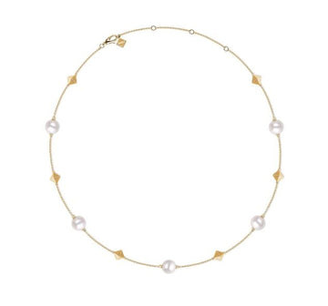 Birks Jewellery - Necklace Birks 18K Yellow Gold Rock and Pearl Station Necklace