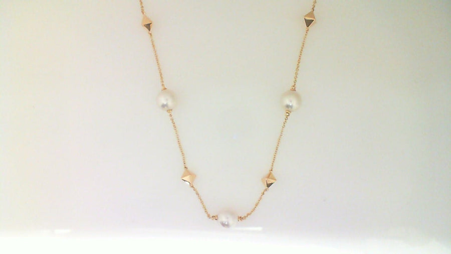 Birks Jewellery - Necklace Birks 18K Yellow Gold Rock and Pearl Station Necklace