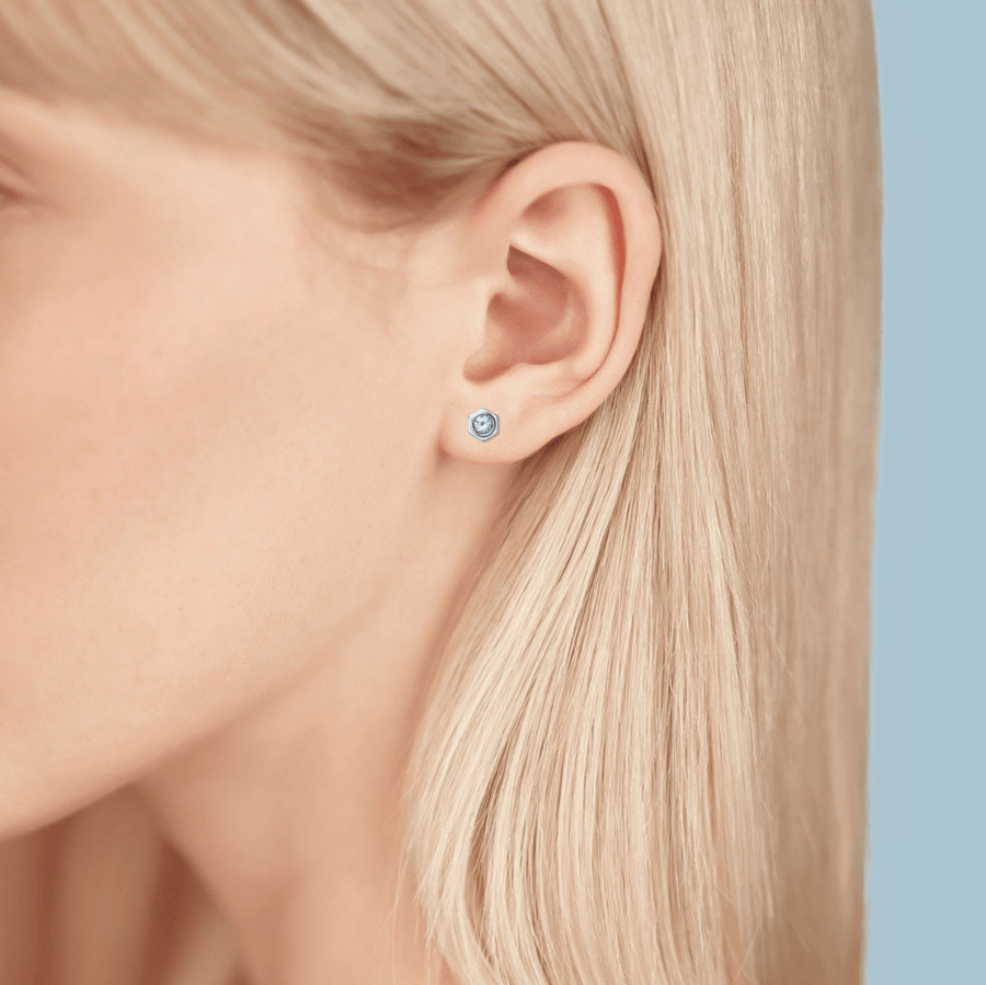 Birks Unclassified Birks Bee Chic Aquamarine Silver Stud Earrings