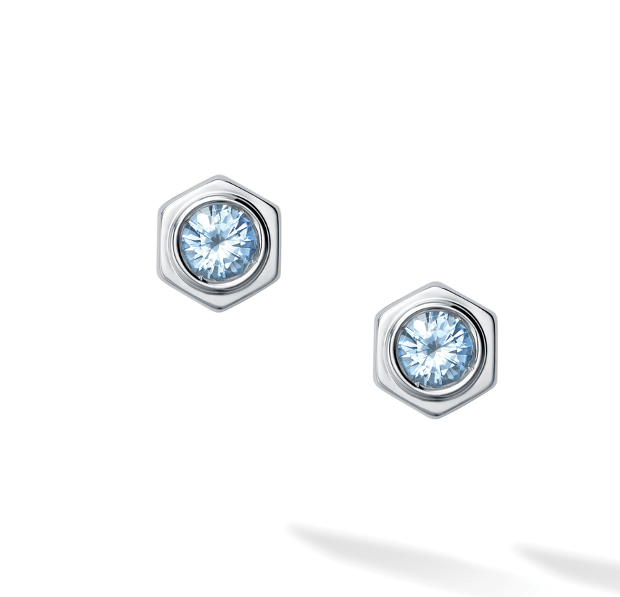 Birks Unclassified Birks Bee Chic Aquamarine Silver Stud Earrings