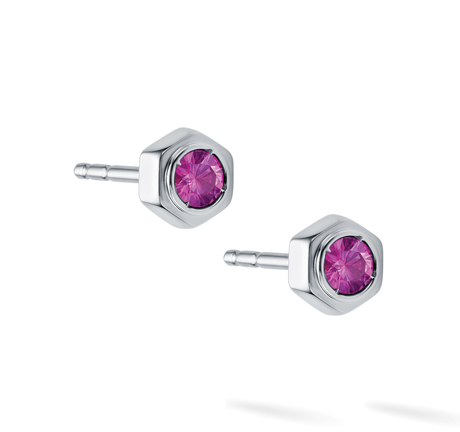 Birks Unclassified Birks Bee Chic Pink Tourmaline Silver Stud Earrings