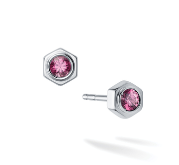 Birks Unclassified Birks Bee Chic Pink Tourmaline Silver Stud Earrings