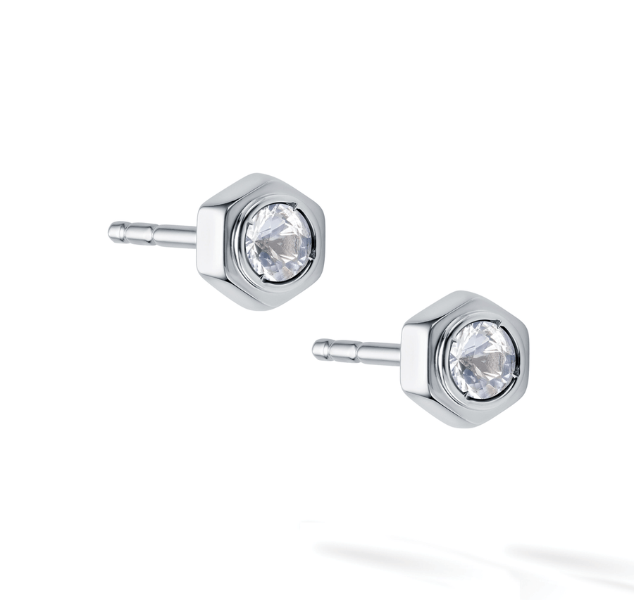 Birks Unclassified Birks Bee Chic White Quartz Silver Stud Earrings