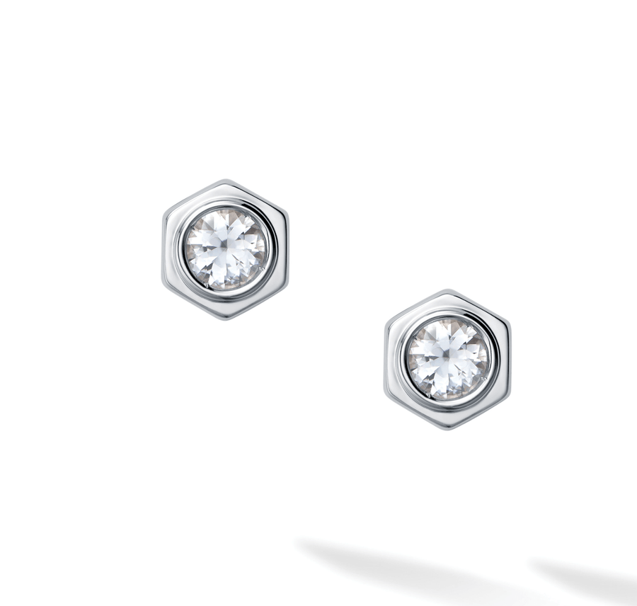 Birks Unclassified Birks Bee Chic White Quartz Silver Stud Earrings