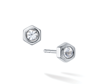 Birks Unclassified Birks Bee Chic White Quartz Silver Stud Earrings