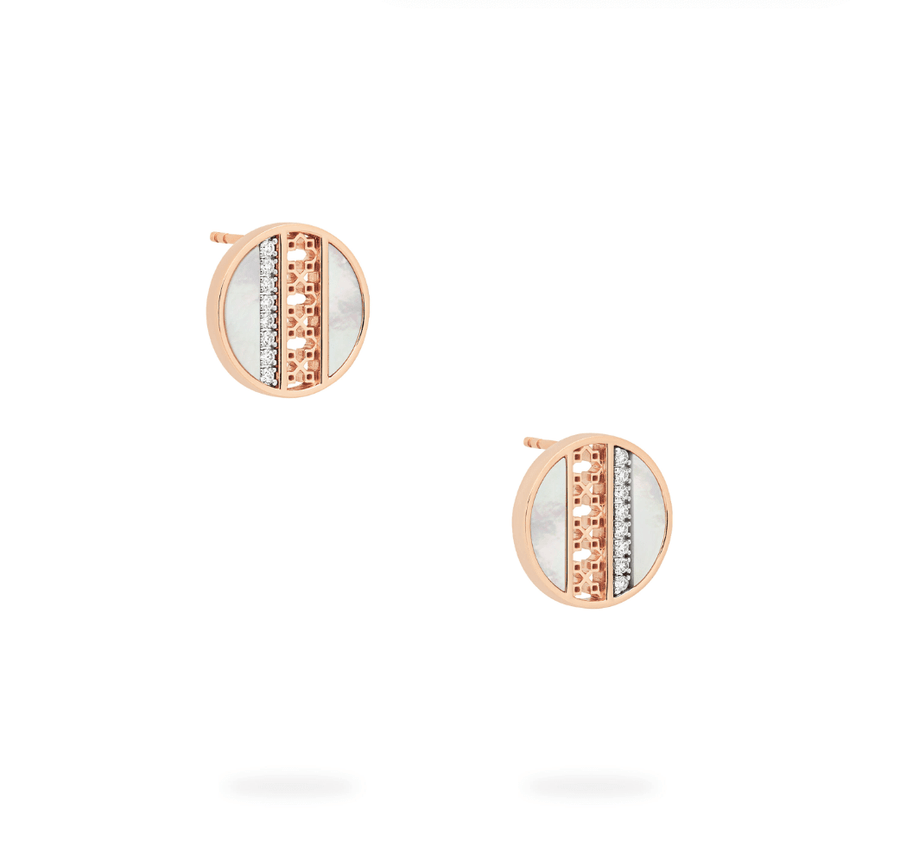 Birks Jewellery - Earrings - Stud Birks Dare to Dream 18k Rose Gold Mother-of-Pearl and Diamond Circle Earrings