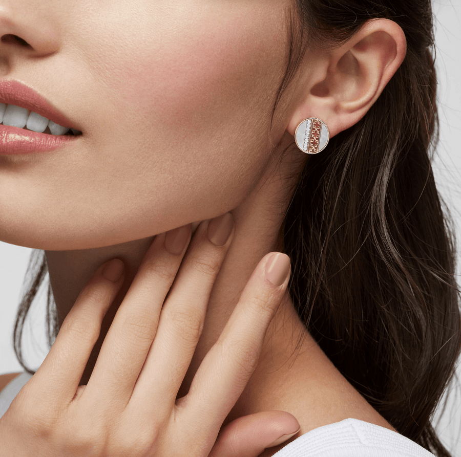 Birks Jewellery - Earrings - Stud Birks Dare to Dream 18k Rose Gold Mother-of-Pearl and Diamond Circle Earrings