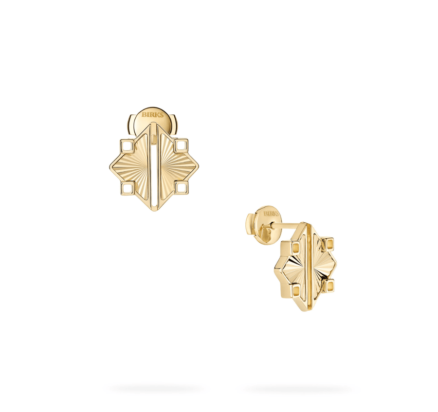 Birks Unclassified Birks Muse Guilloche Yellow Gold Earrings, Small