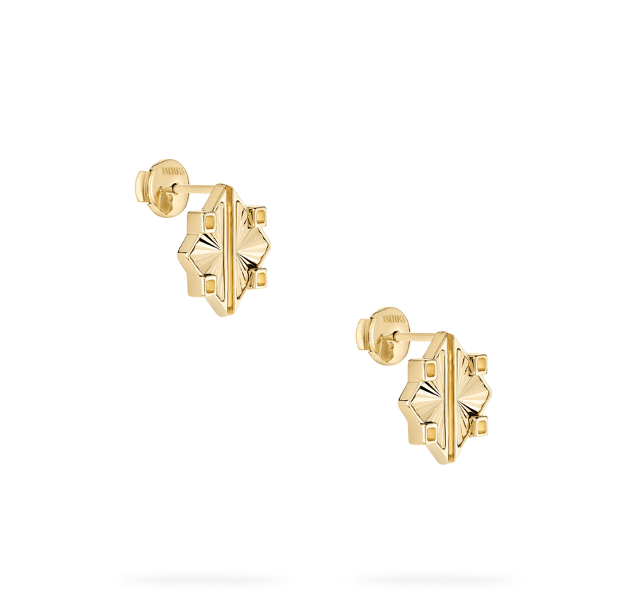 Birks Unclassified Birks Muse Guilloche Yellow Gold Earrings, Small