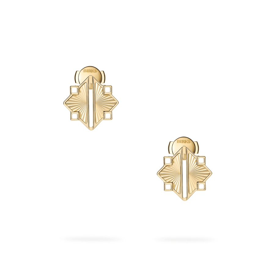 Birks Unclassified Birks Muse Guilloche Yellow Gold Earrings, Small