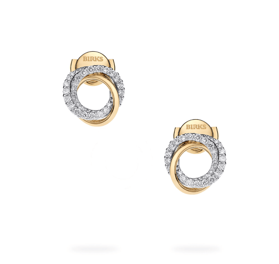 Birks Jewellery - Earrings - Stud Birks Rosée du Matin Yellow Gold Diamond Entwine Small Circle Earrings