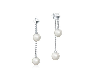Birks Jewellery - Earrings - Drop Birks Silver Rock and Pearl Double Drop Earrings