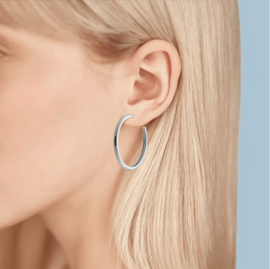 Birks Jewellery - Earrings - Hoop Birks Sterling 30mm Muse Detail Hoops
