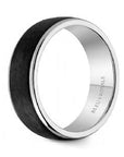 Crown Ring Jewellery - Band - Plain Bleu Royale 14K White Gold Black Carbon Fiber Band