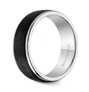 Crown Ring Jewellery - Band - Plain Bleu Royale 14K White Gold Black Carbon Fiber Band