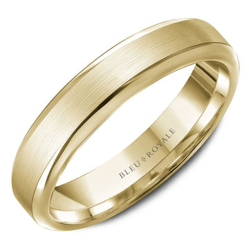 Crown Ring Bleu Royale Legacy 5mm Yellow Gold Sandpaper Center & High Polish Edges Wedding Band