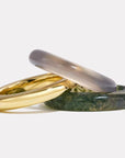 By Pariah Jewellery - Rings By Pariah 14K Yellow Gold Grey Agate Moss Agate Ring Trilogy Size 8