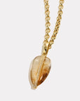 By Pariah Jewellery - Necklace BY PARIAH 14k Yellow Gold Small Rutilated Quartz Diamond Pebble Pendant