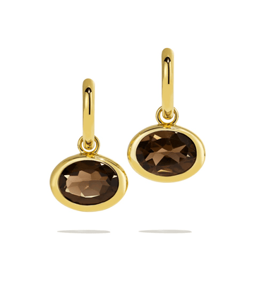 By Pariah Jewellery - Earrings - Hoop BY PARIAH 14k Yellow Gold Smokey Quartz Orbit Hoops