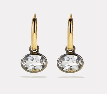 By Pariah Jewellery - Earrings - Drop BY PARIAH 14k Yellow Gold White Topaz Orbit Hoops
