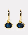 By Pariah Jewellery - Earrings - Drop By Pariah 14K Yellow Gold with Blue Sapphire Orbit Hoops