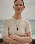 By Pariah Jewellery - Necklace BY PARIAH 14k Yellow Gold XL Pebble Pendant Botswana Agate
