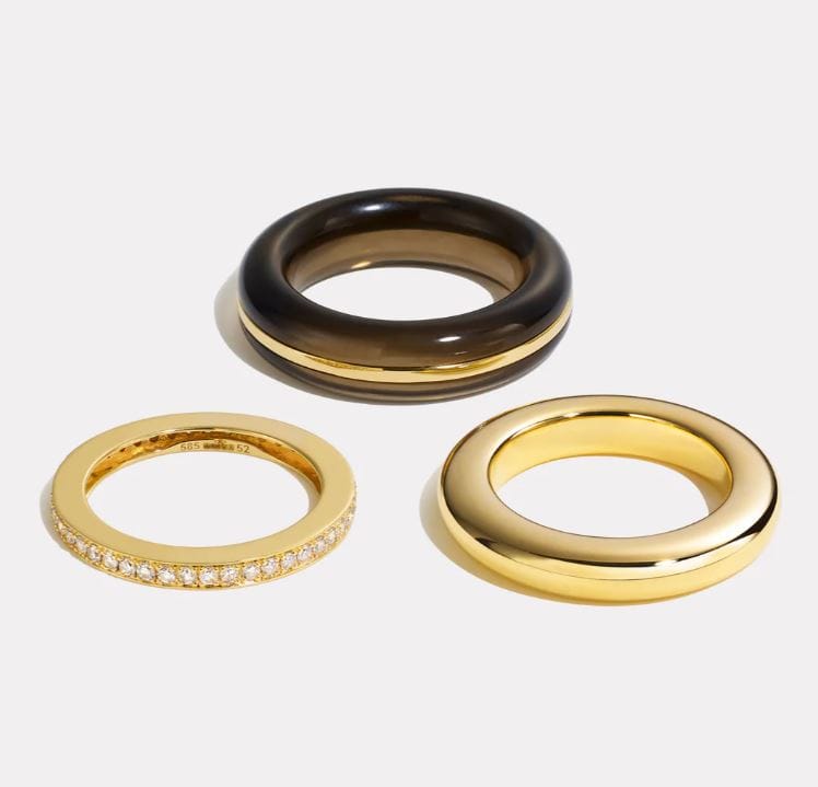 By Pariah Jewellery - Rings By Pariah Smokey Quartz Classic Ring Stack