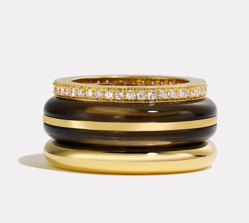 By Pariah Jewellery - Rings By Pariah Smokey Quartz Classic Ring Stack