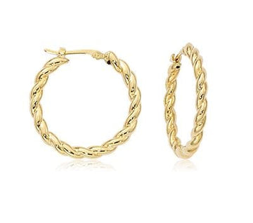 Carla Corp Jewellery - Earrings - Hoop Carla 14K Yellow Gold 22mm Narrow Puff Twist Hoops