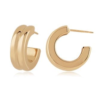 Carla Corp Jewellery - Earrings - Hoop Carla 14K Yellow Gold Double Square Edge Hoops