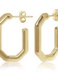 Carla Corp Jewellery - Earrings - Hoop Carla 14K Yellow Gold Octagon Rectangular Hoops