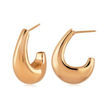 Carla Corp Jewellery - Earrings - Hoop Carla 14K Yellow Gold Puff J Shape Post Hoops